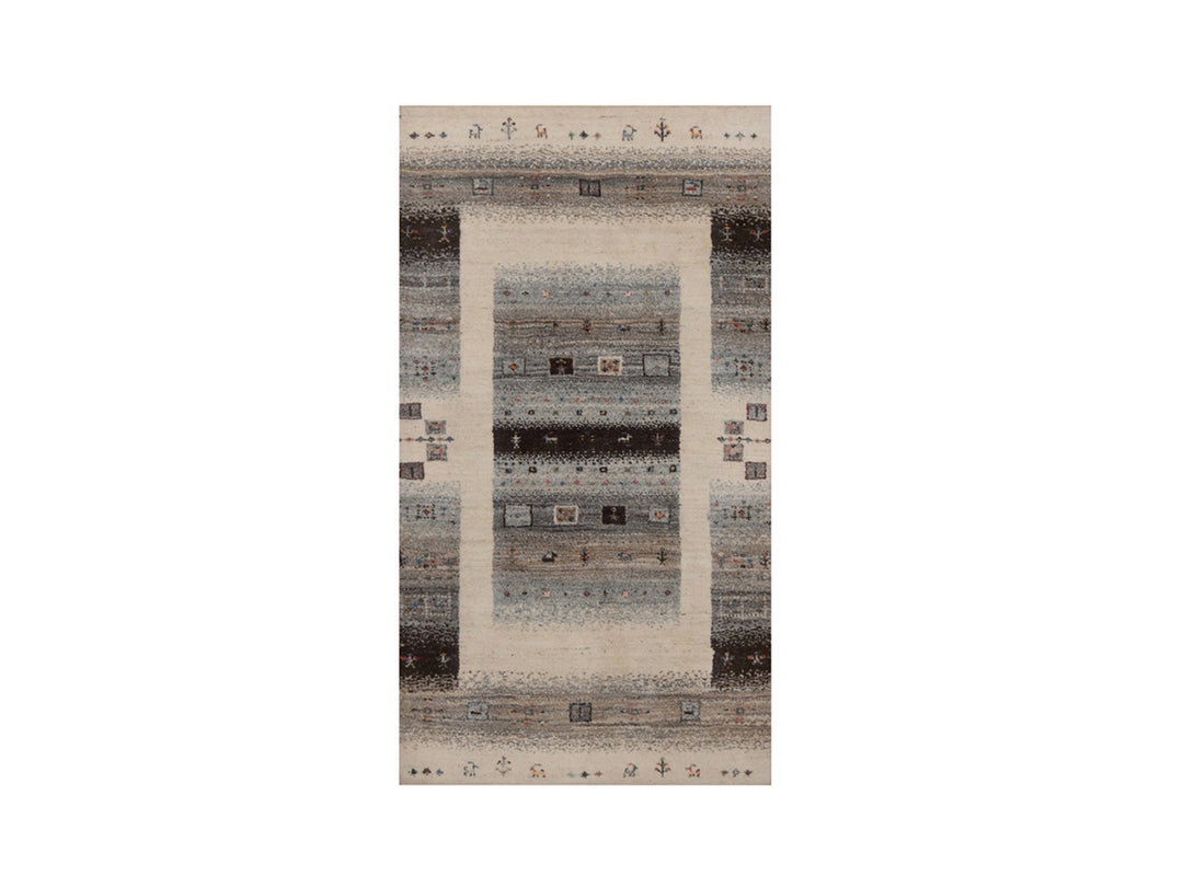 2'6" x 4'7" New Hand Knotted Ivory Wool Rectangle Oriental Rug - MOA10292625