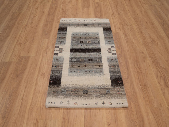 2'6" x 4'7" New Hand Knotted Ivory Wool Rectangle Oriental Rug - MOA10292625