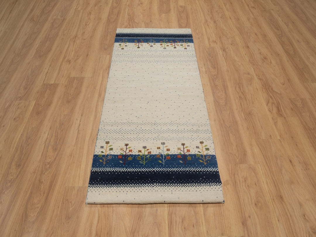 2'6" x 6'0" New Hand Knotted Ivory Wool Runner Oriental Rug - MOA10292626