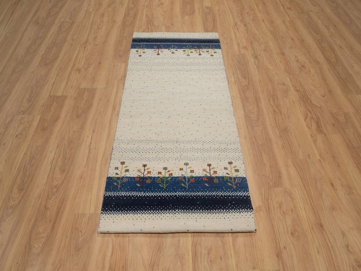 2'6" x 6'0" New Hand Knotted Ivory Wool Runner Oriental Rug - MOA10292626
