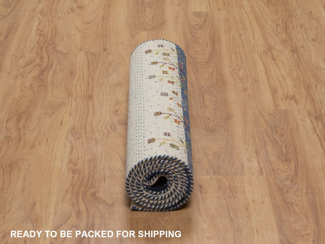 2'6" x 6'0" New Hand Knotted Ivory Wool Runner Oriental Rug - MOA10292626