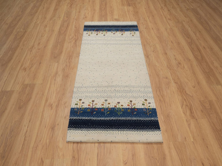 2'7" x 6'0" New Hand Knotted Ivory Wool Runner Oriental Rug - MOA10292627