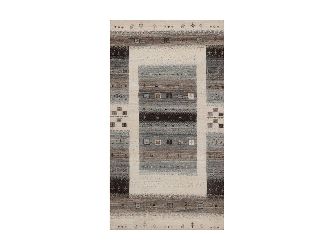 2'10" x 5'4" New Hand Knotted Ivory Wool Rectangle Oriental Rug - MOA10292628