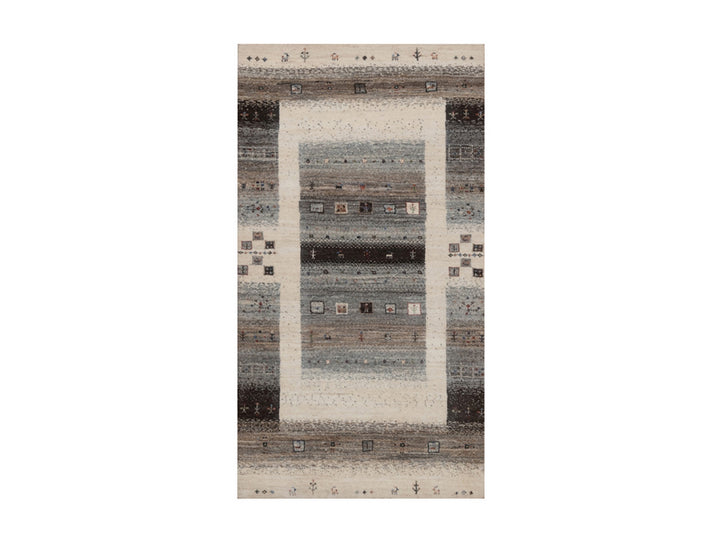 2'10" x 5'4" New Hand Knotted Ivory Wool Rectangle Oriental Rug - MOA10292628