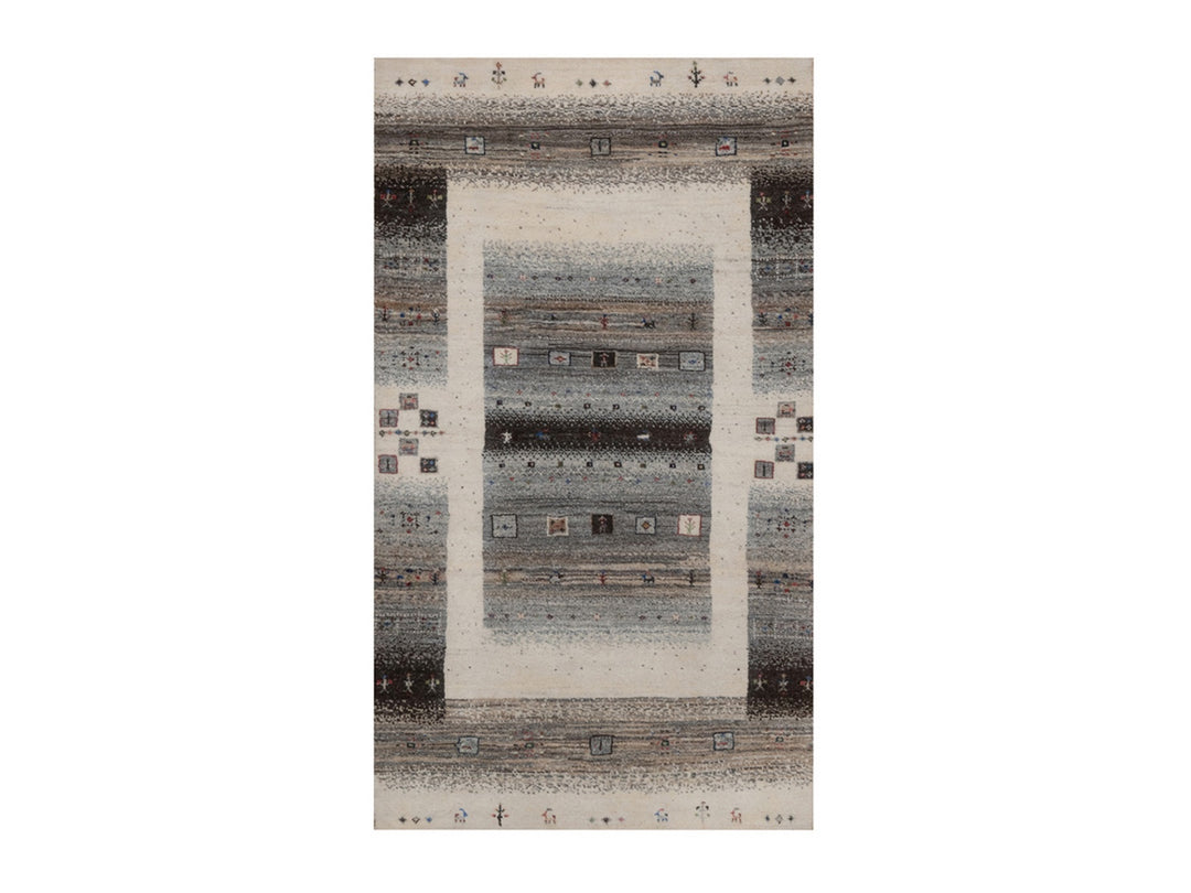 3'0" x 5'2" New Hand Knotted Ivory Wool Rectangle Oriental Rug - MOA10292629