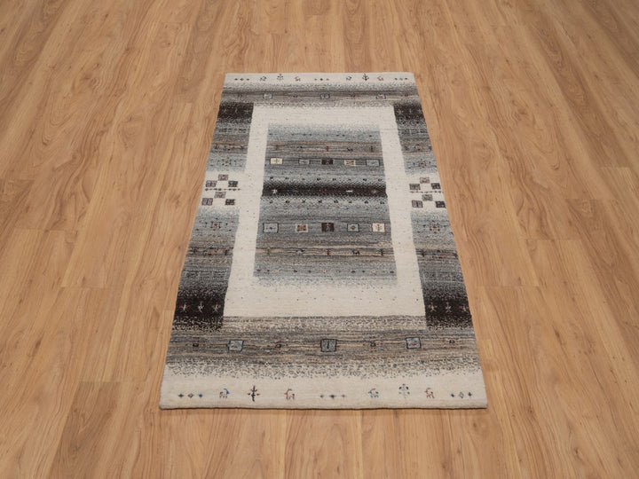 3'0" x 5'2" New Hand Knotted Ivory Wool Rectangle Oriental Rug - MOA10292629