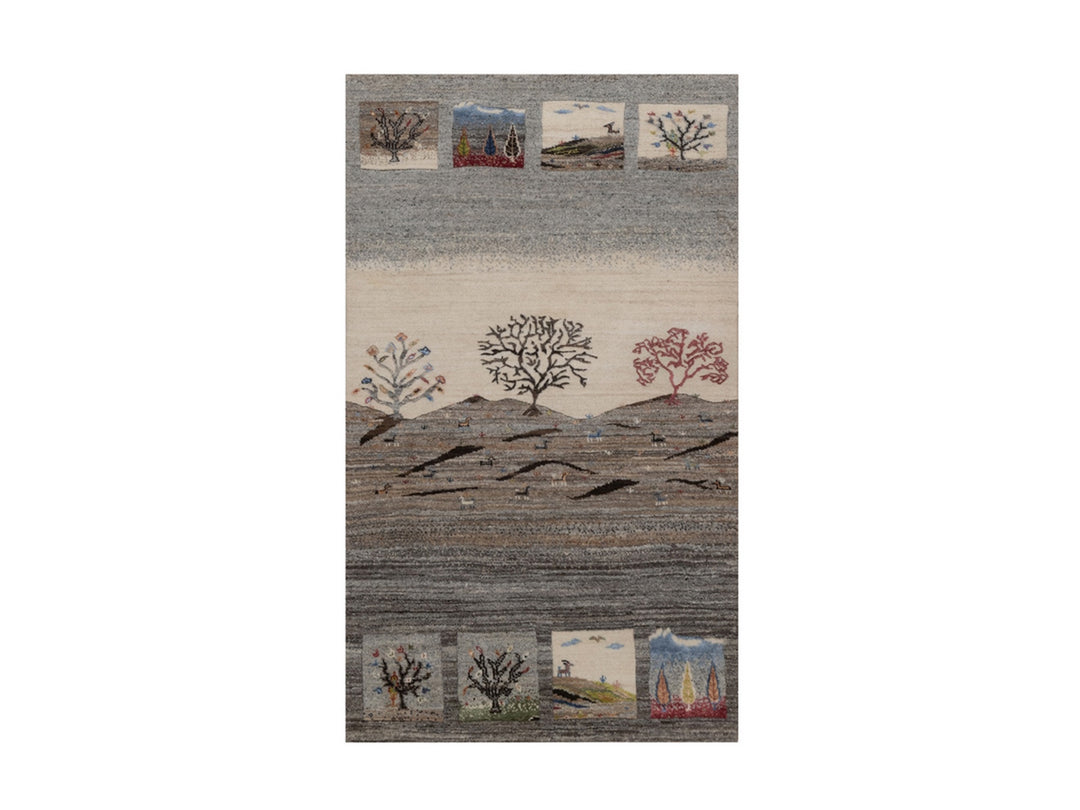 3'0" x 5'1" New Hand Knotted Grey Wool Rectangle Oriental Rug - MOA10292631