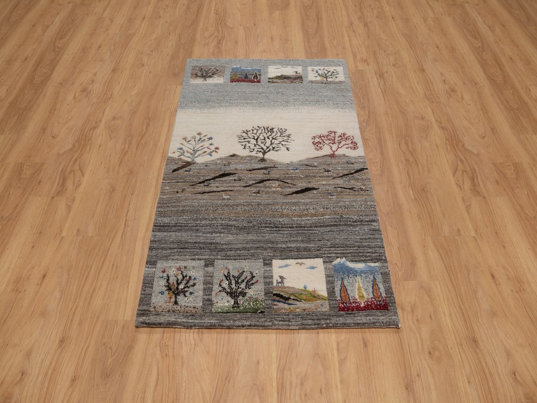 3'0" x 5'1" New Hand Knotted Grey Wool Rectangle Oriental Rug - MOA10292631