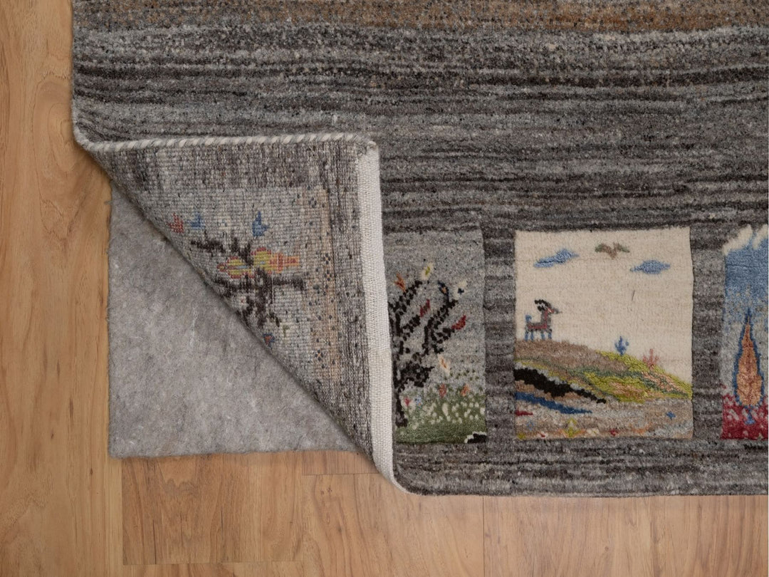 3'0" x 5'1" New Hand Knotted Grey Wool Rectangle Oriental Rug - MOA10292631