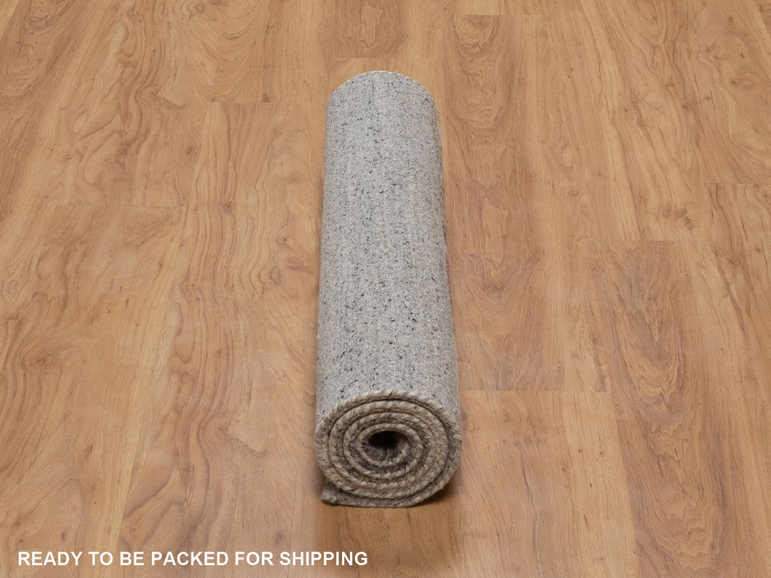 3'0" x 5'1" New Hand Knotted Grey Wool Rectangle Oriental Rug - MOA10292631