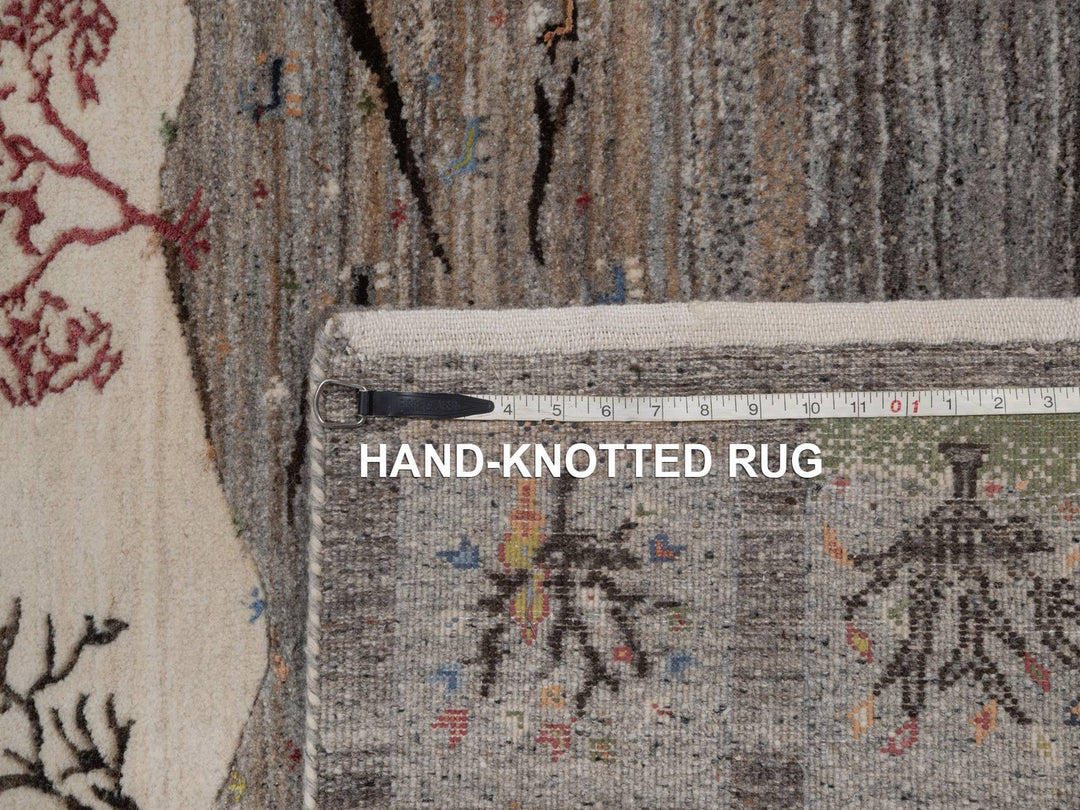 3'0" x 5'1" New Hand Knotted Grey Wool Rectangle Oriental Rug - MOA10292631