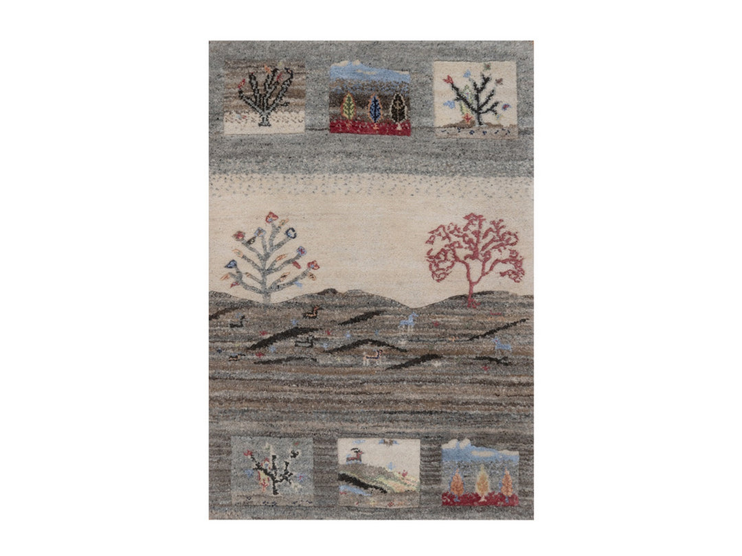 2'0" x 3'0" New Hand Knotted Grey Wool Rectangle Oriental Rug - MOA10292633