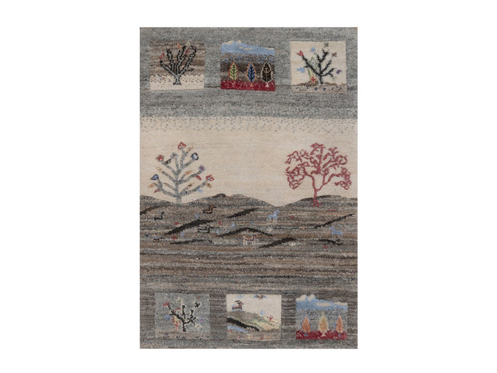 2'0" x 3'0" New Hand Knotted Grey Wool Rectangle Oriental Rug - MOA10292633
