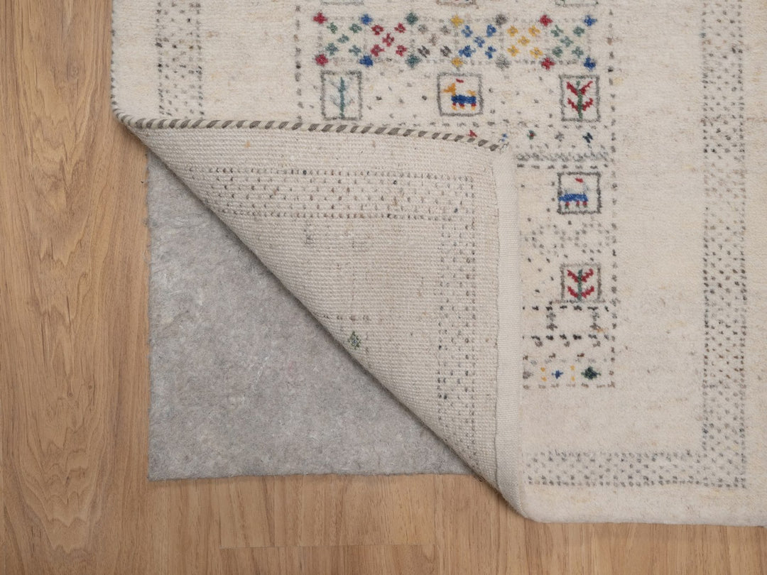 2'0" x 3'0" New Hand Knotted Ivory Wool Rectangle Oriental Rug - MOA10292634