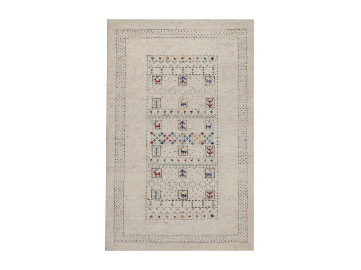 2'0" x 3'0" New Hand Knotted Ivory Wool Rectangle Oriental Rug - MOA10292635