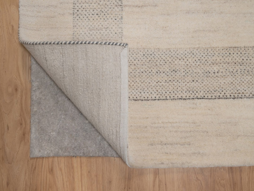 8'2" x 10'1" New Hand Knotted Ivory Wool Rectangle Oriental Rug - MOA10292637
