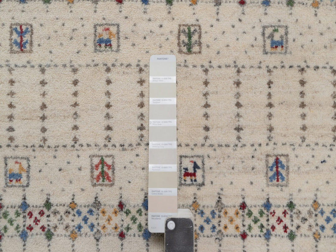 8'2" x 10'1" New Hand Knotted Ivory Wool Rectangle Oriental Rug - MOA10292637