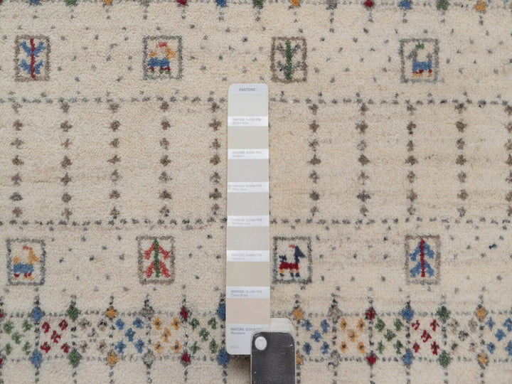 8'2" x 10'1" New Hand Knotted Ivory Wool Rectangle Oriental Rug - MOA10292637