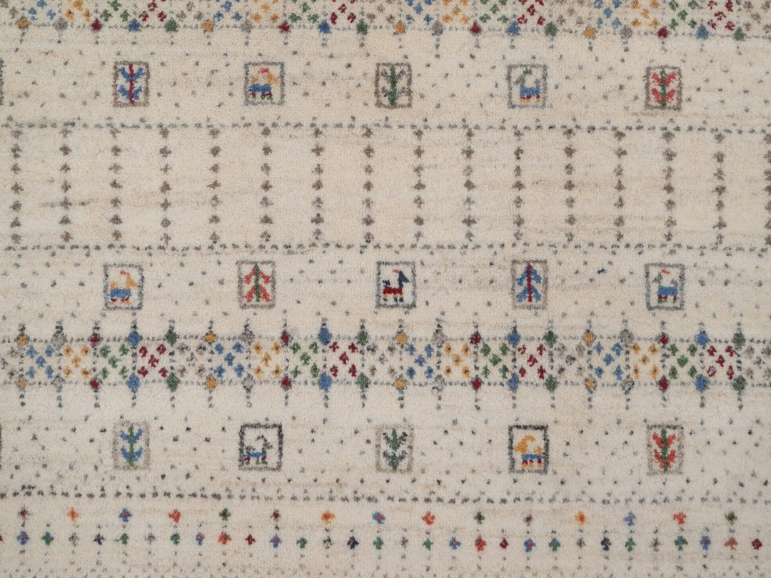 8'2" x 10'1" New Hand Knotted Ivory Wool Rectangle Oriental Rug - MOA10292637