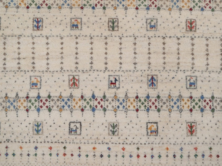 8'2" x 10'1" New Hand Knotted Ivory Wool Rectangle Oriental Rug - MOA10292637