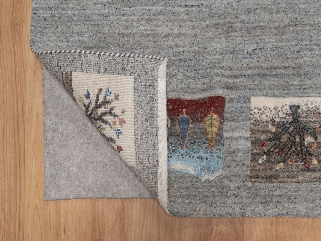 2'8" x 9'7" New Hand Knotted Grey Wool Runner Oriental Rug - MOA10292638
