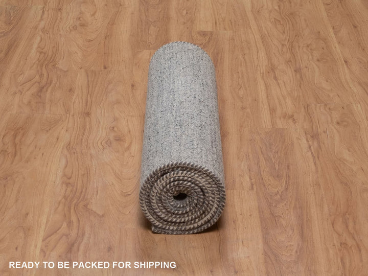 2'8" x 9'7" New Hand Knotted Grey Wool Runner Oriental Rug - MOA10292638