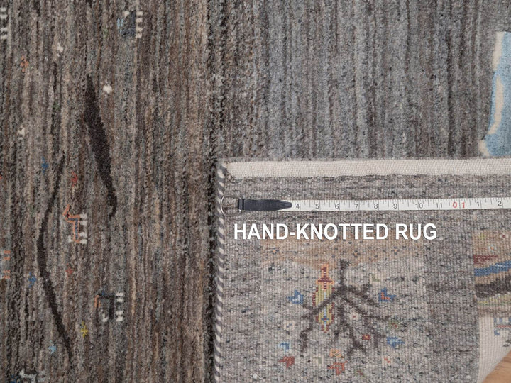 2'8" x 9'7" New Hand Knotted Grey Wool Runner Oriental Rug - MOA10292638