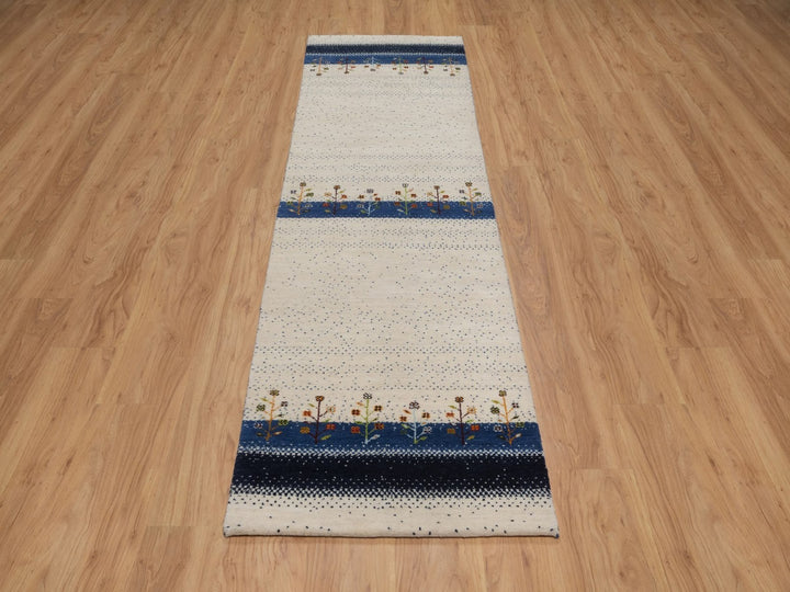 2'6" x 8'6" New Hand Knotted Ivory Wool Runner Oriental Rug - MOA10292639