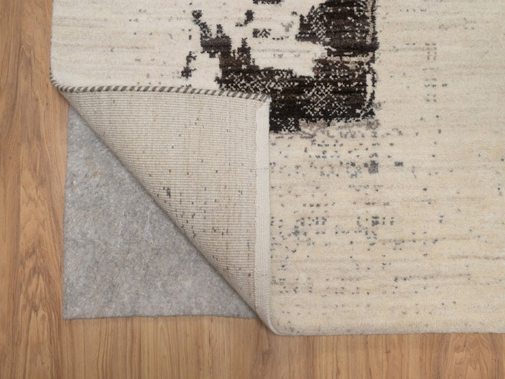 2'7" x 12'10" New Hand Knotted Ivory Wool Runner Oriental Rug - MOA10292640