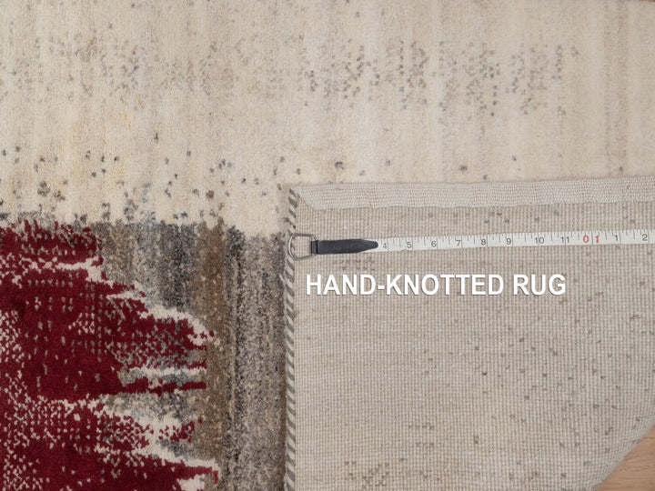 2'7" x 12'10" New Hand Knotted Ivory Wool Runner Oriental Rug - MOA10292640