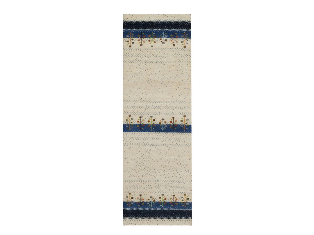 2'6" x 8'5" New Hand Knotted Ivory Wool Runner Oriental Rug - MOA10292641