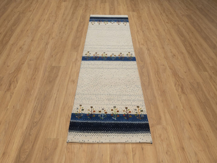 2'6" x 8'5" New Hand Knotted Ivory Wool Runner Oriental Rug - MOA10292641