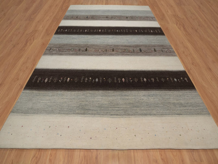 10'0" x 12'11" New Hand Knotted Ivory Wool Rectangle Oriental Rug - MOA10292643
