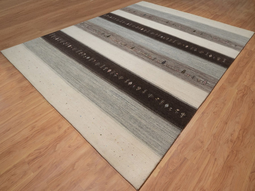 10'0" x 12'11" New Hand Knotted Ivory Wool Rectangle Oriental Rug - MOA10292643