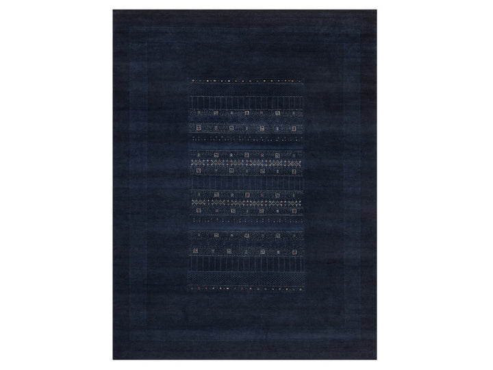 9'1" x 12'1" New Hand Knotted Blue Wool Rectangle Oriental Rug - MOA10292644