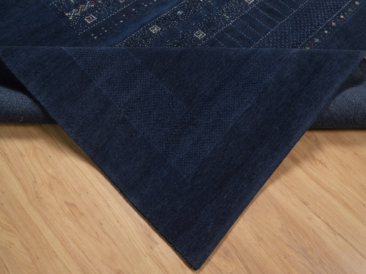 9'1" x 12'1" New Hand Knotted Blue Wool Rectangle Oriental Rug - MOA10292644