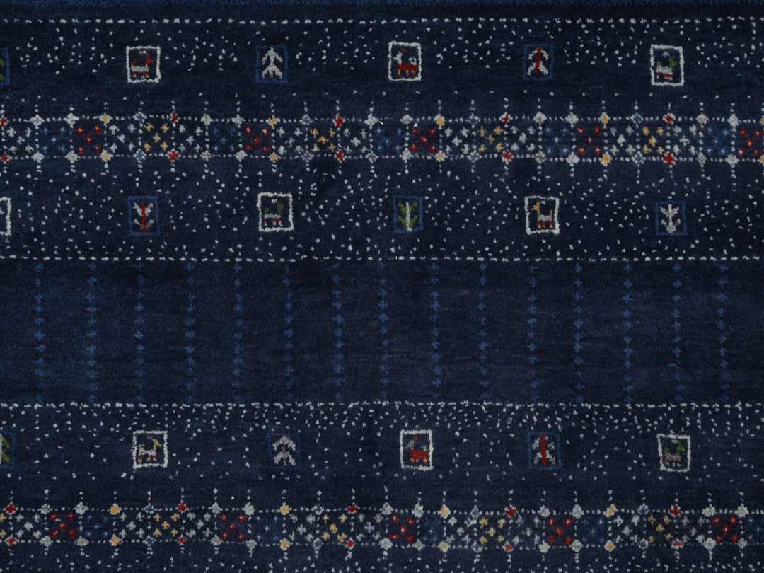 9'1" x 12'1" New Hand Knotted Blue Wool Rectangle Oriental Rug - MOA10292644