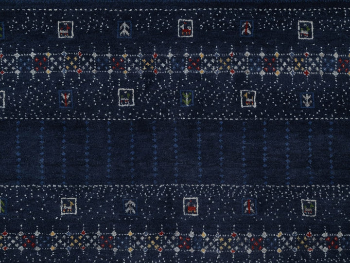 9'1" x 12'1" New Hand Knotted Blue Wool Rectangle Oriental Rug - MOA10292644