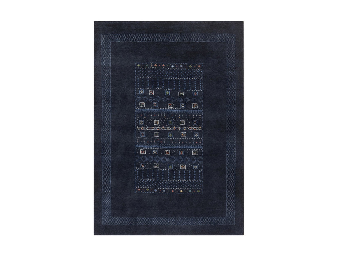 4'0" x 5'11" New Hand Knotted Blue Wool Rectangle Oriental Rug - MOA10292645