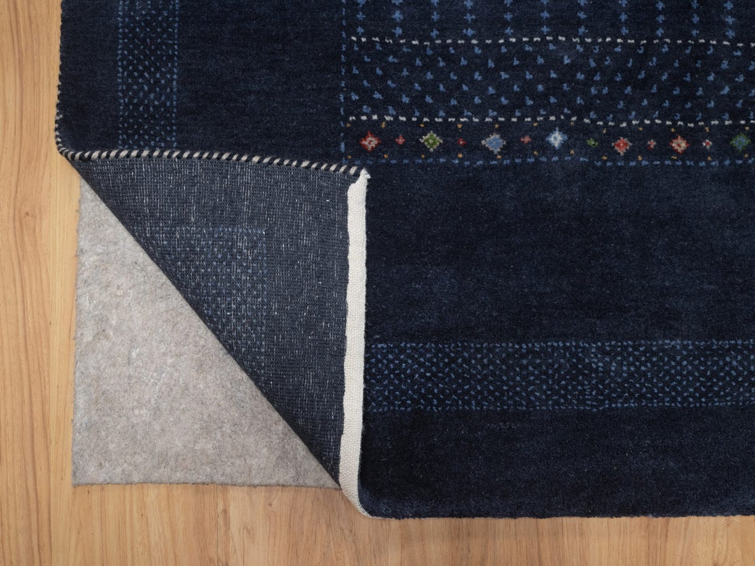 4'0" x 5'11" New Hand Knotted Blue Wool Rectangle Oriental Rug - MOA10292645