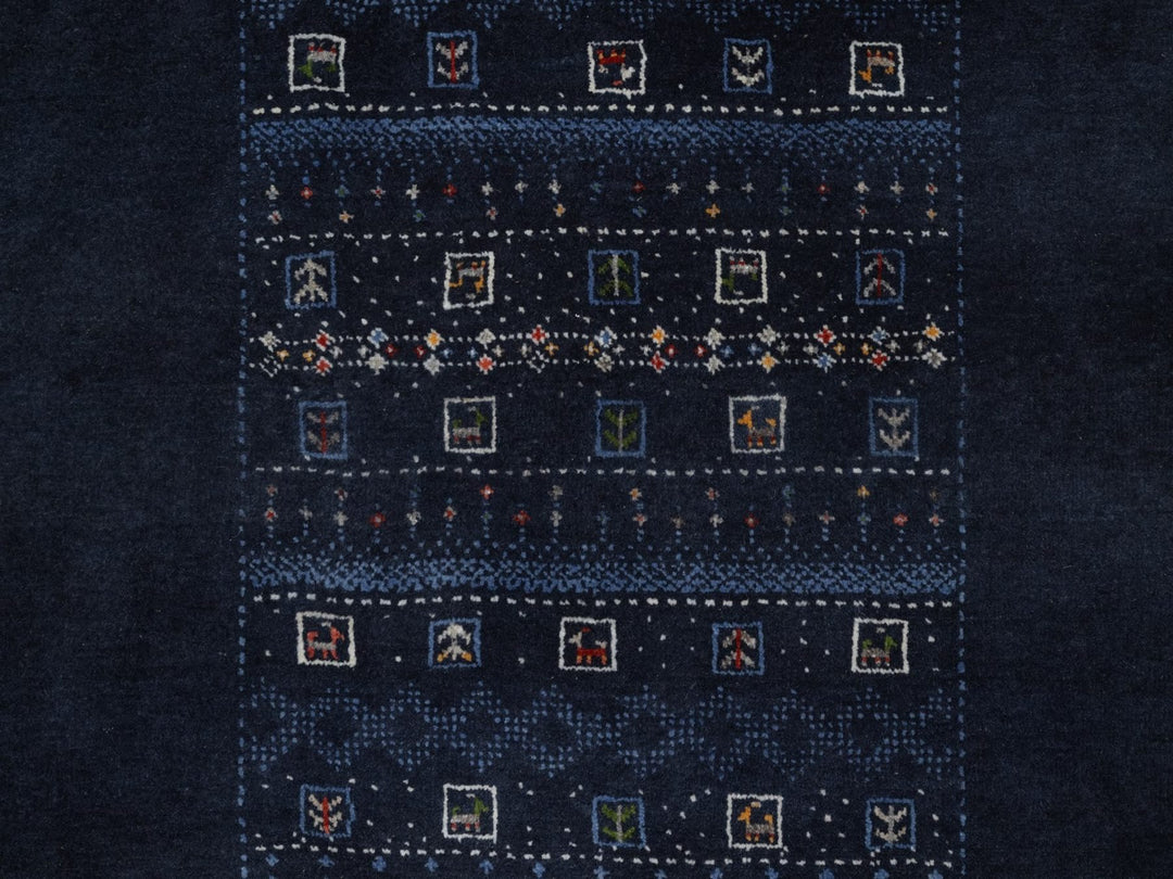 4'0" x 5'11" New Hand Knotted Blue Wool Rectangle Oriental Rug - MOA10292645