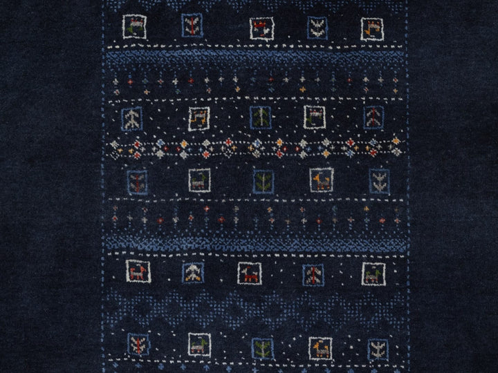 4'0" x 5'11" New Hand Knotted Blue Wool Rectangle Oriental Rug - MOA10292645