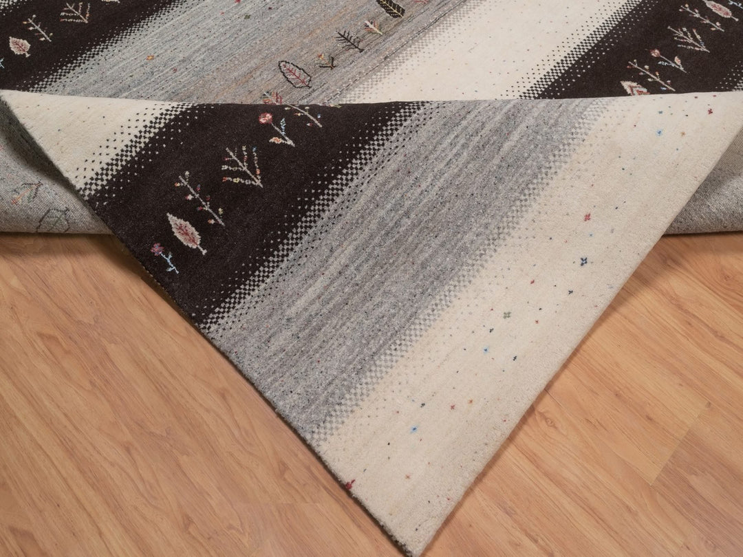 8'2" x 10'3" New Hand Knotted Ivory Wool Rectangle Oriental Rug - MOA10292647