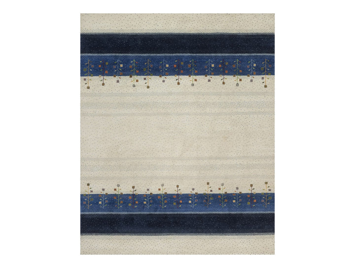 8'0" x 10'0" New Hand Knotted Ivory Wool Rectangle Oriental Rug - MOA10292648