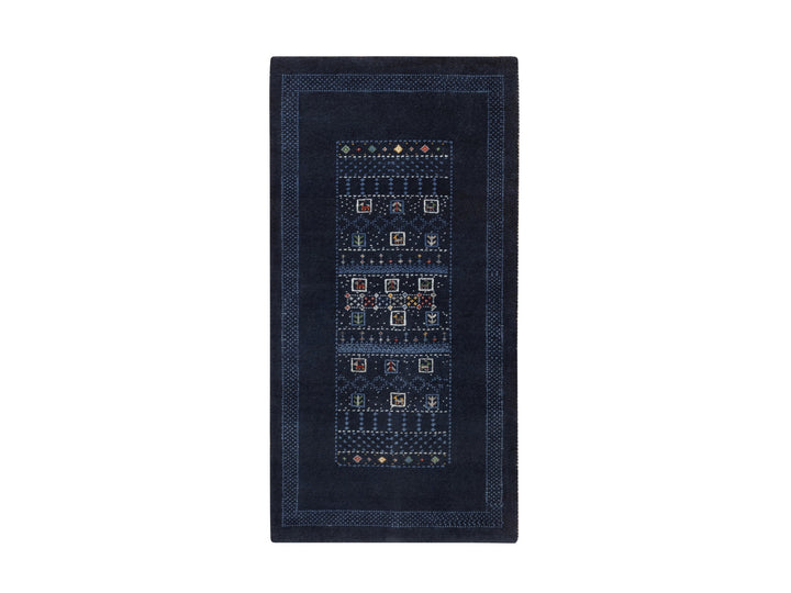2'4" x 4'7" New Hand Knotted Blue Wool Runner Oriental Rug - MOA10292649
