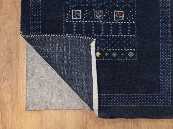 2'4" x 4'7" New Hand Knotted Blue Wool Runner Oriental Rug - MOA10292649