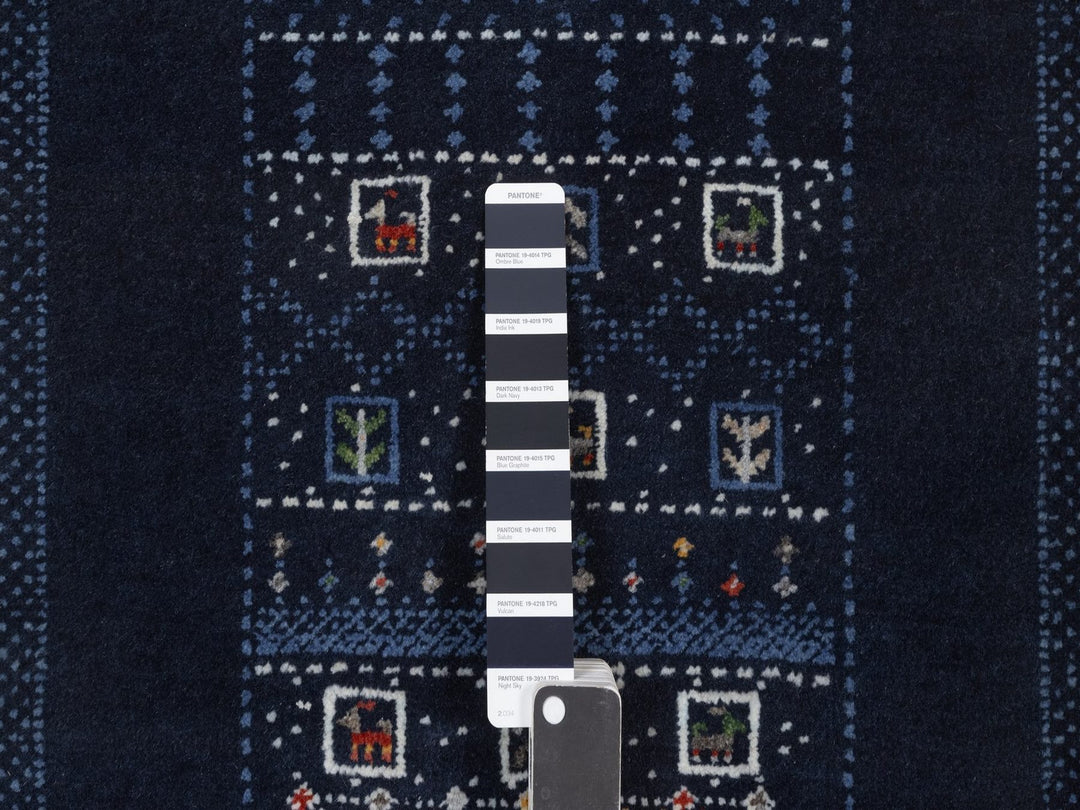 2'4" x 4'7" New Hand Knotted Blue Wool Runner Oriental Rug - MOA10292649