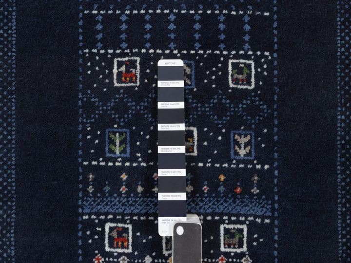 2'4" x 4'7" New Hand Knotted Blue Wool Runner Oriental Rug - MOA10292649