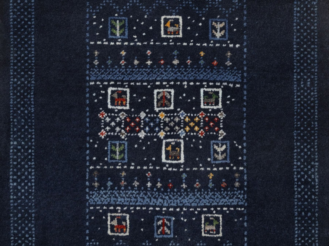 2'4" x 4'7" New Hand Knotted Blue Wool Runner Oriental Rug - MOA10292649