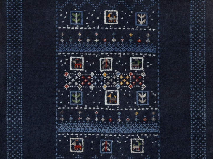 2'4" x 4'7" New Hand Knotted Blue Wool Runner Oriental Rug - MOA10292649